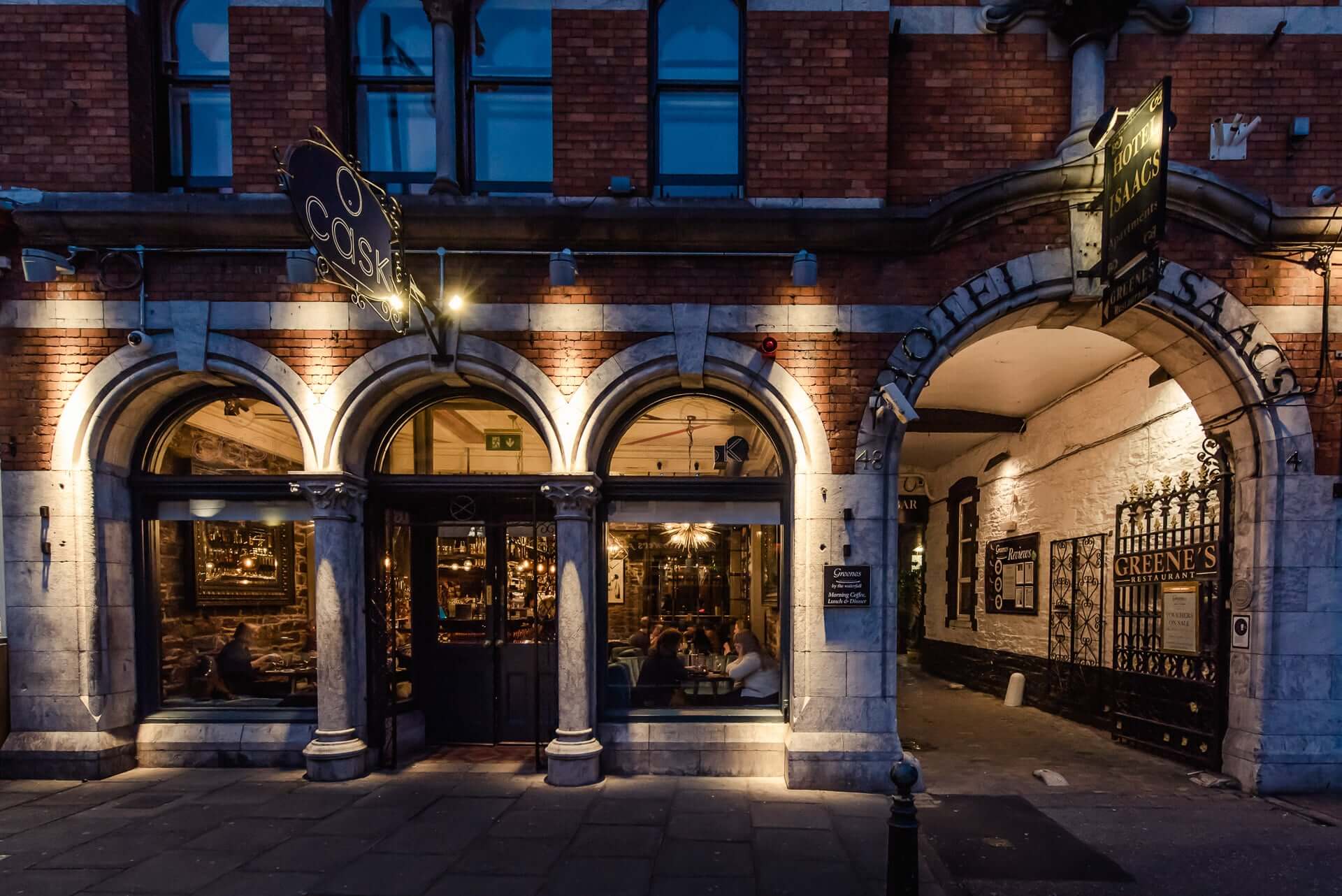 Cask-Bar-at-Hotel-Isaacs-Cork-exterior-image-with-laneway