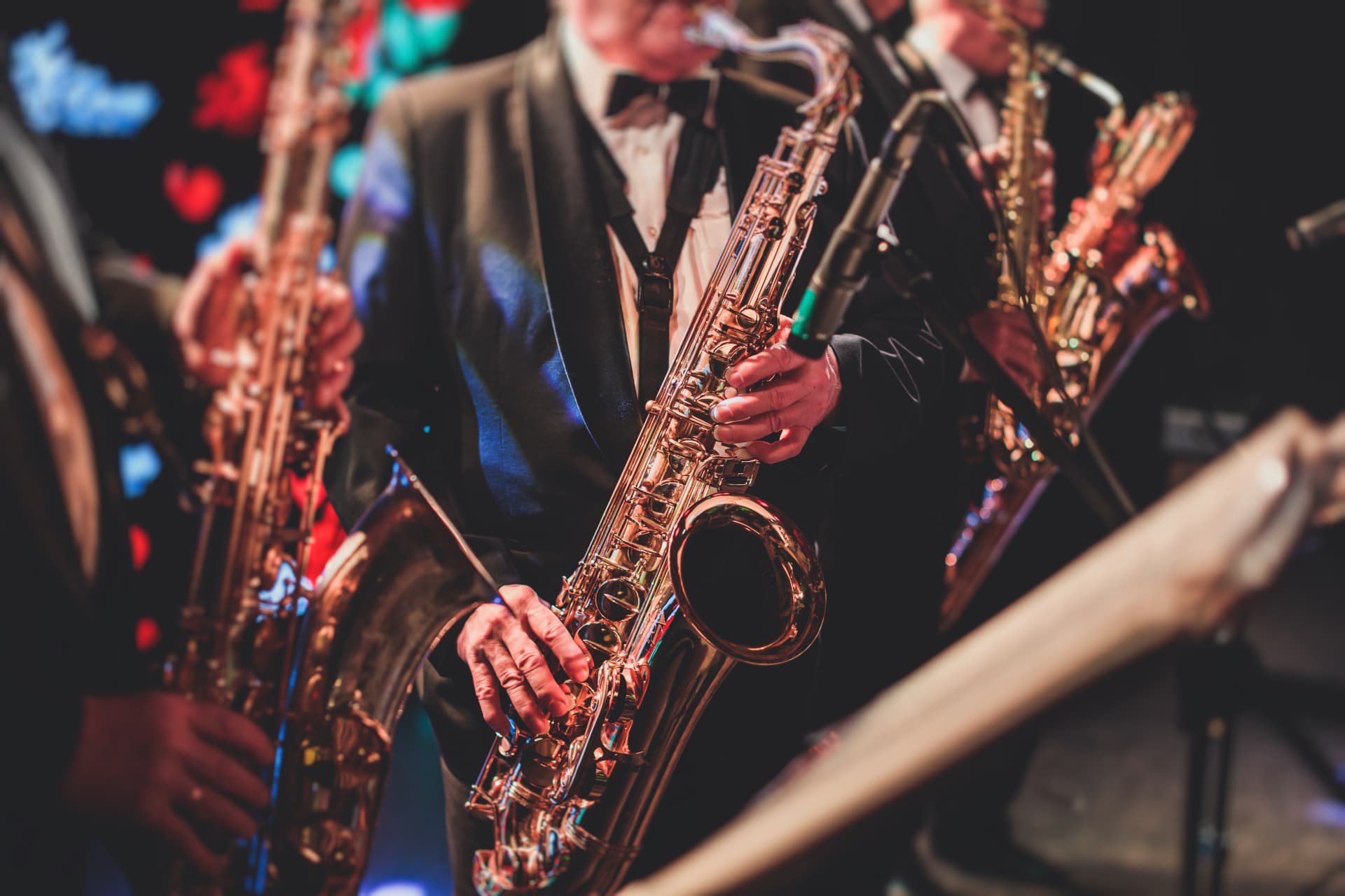 Man playing saxophone at concert