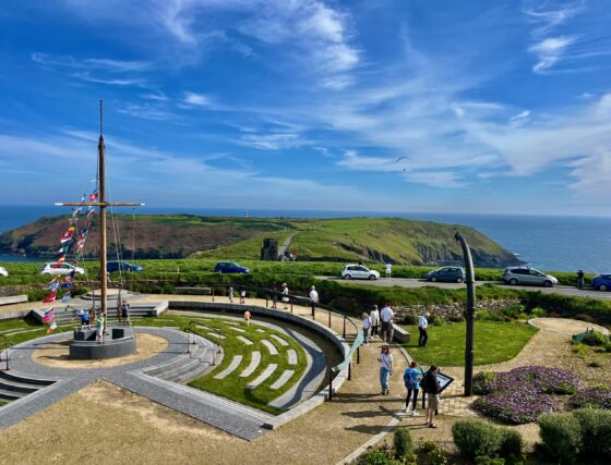 Aerial View Lusitania Museum and Old Head Signal Tower Old Head Co Cork master