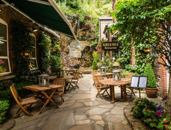 Hotel Isaacs Cork Outdoor seating outside Greenes Restaurant