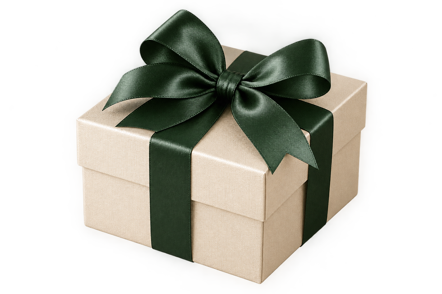 Elegant Ivory Gift Box with Emerald Bow